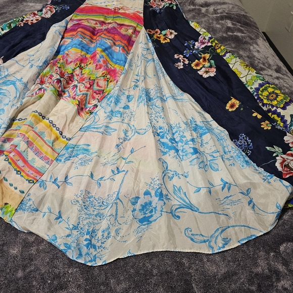 Johnny Was Silk Boho Maxi Dress Buttondown Sleeveless Multi Print Rare Medium - Picture 15 of 17